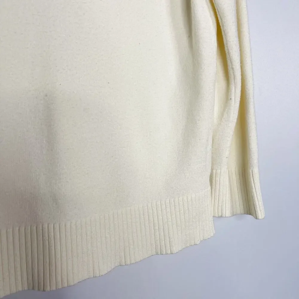 Free Assembly XSmall Cream Crew Neck Long Sleeve Sweater Raglan Pullover Fuzzy - Picture 5 of 9